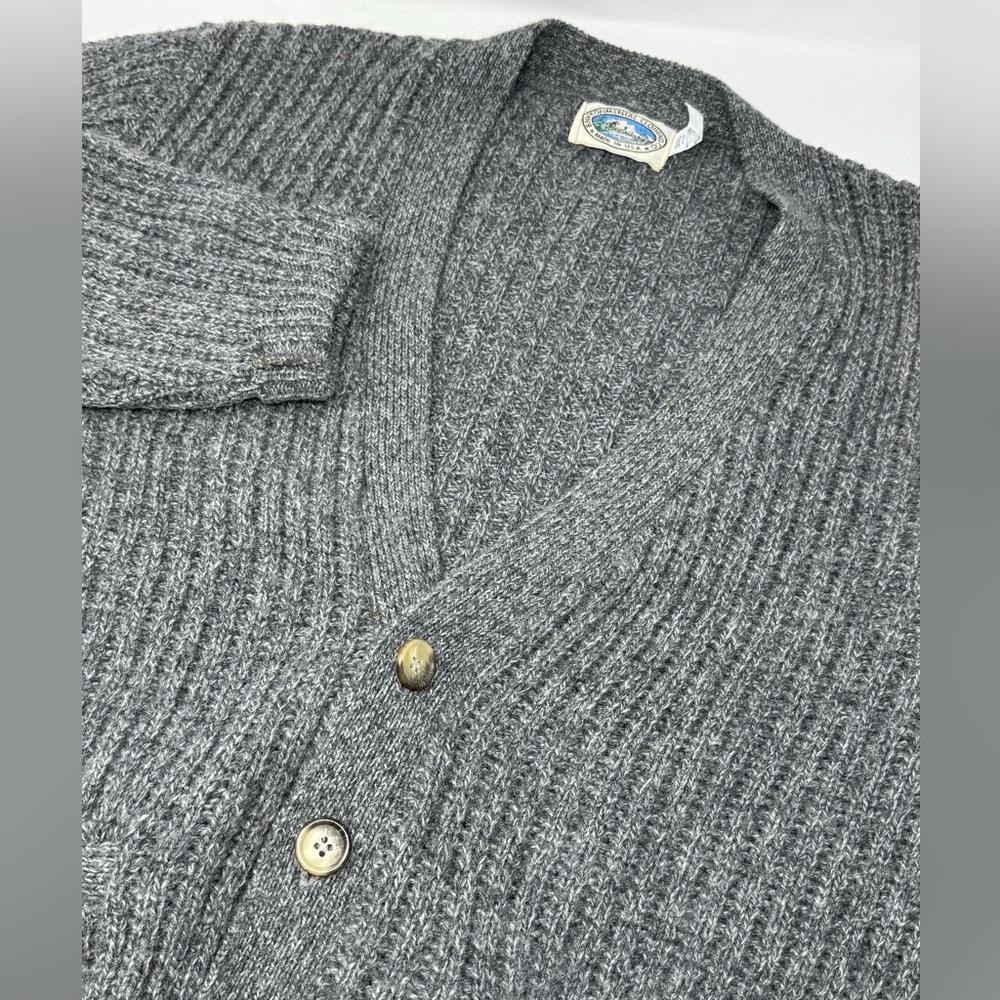 Environmental Clothing Co USA MADE Wool Blend Cardigan Sweater Men L Gray X0
